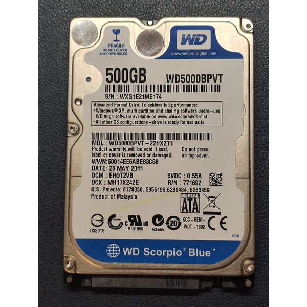 WD Blue Notebook 500GB มือสองสภาพดี