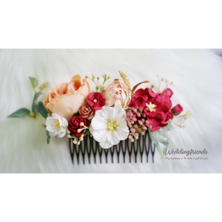 ดอกไม้ติดผมแสนหวาน Flower hair clip, Burgundy Flower hair