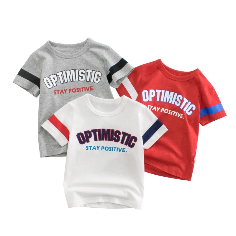 9792 27kids เสื้อยืดเด็ก OPTIMISTIC STAY POSITIVE