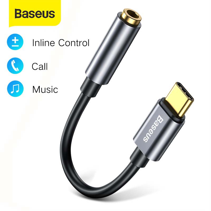 Baseus อะแดปเตอร์แปลงแจ็คหูฟัง Type C ตัวผู้ เป็นตัวเมีย 3.5 มม. Type C
