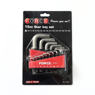 FORCE (ฟอร์ซ)5151 ชุดประแจหัวจีบ 15 ชิ้น T6-T60(F131-5151)