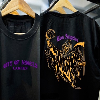 เสื้อยืดสําหรับผู้ชาย♗O.CITY OF ANGELS LAKERS REAPER เสื้อวินเทจ บาสเกตบอล เสื้อ NBA/ทีออฟ iS(