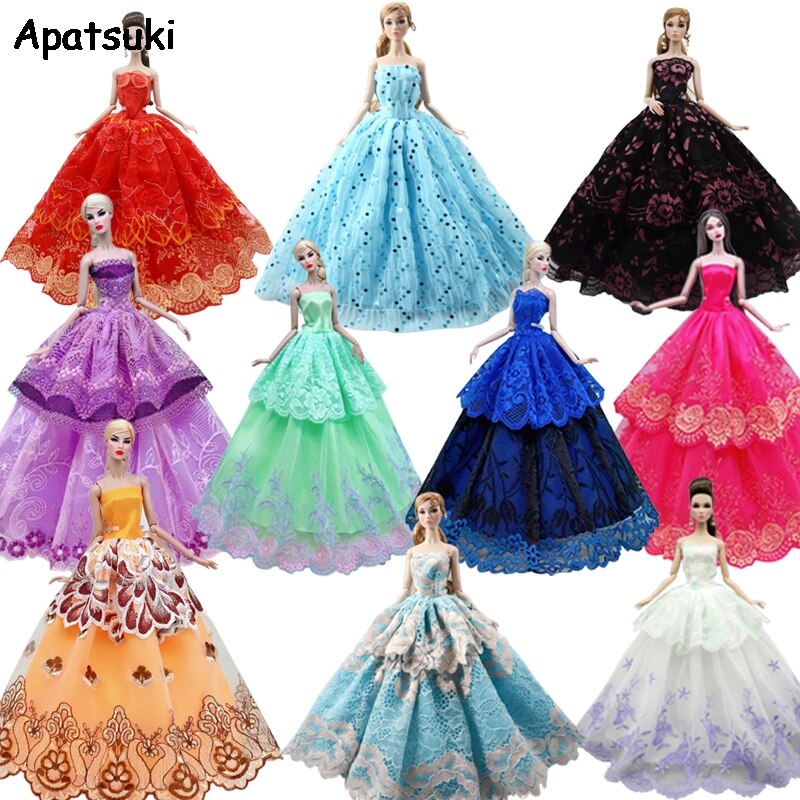 ชุดแต่งงานลูกไม้สีสันสดใสสําหรับบ้านตุ๊กตา11.5"ของเล่นเด็ก 11.5 "1/6 Bjd