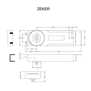 ZEKER รุ่น 2 วาล์ว โช้คประตูบนซ่อนวงกบอลูมิเนียม ประตูบานสวิง โช๊คอัพประตู ZEKER MODEL Z-100