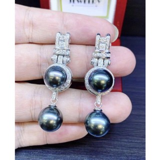 ART DECO MASTERPIECE! Genuine Tahitian, South Sea Pearls &amp; TOP Grade Diamonds, set in one of a kind, chandelier earrings