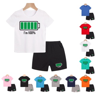 New  Boys  Clothing Set  Kids Energy 100% Cartoon Tees Cotton Short Sleeve Tshirt And Pants