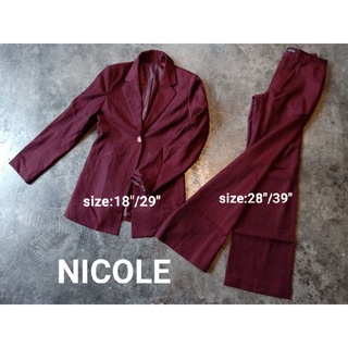 ชุดสูทสีแดง แบรนด์nicoleแท้