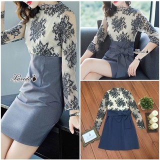 Elegant floral lace long sleeve dress