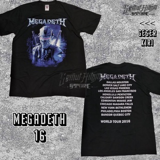 เสื้อยืดผ้าฝ้ายพิมพ์ลายแฟชั่น 2016 MEGADETH WORLD TOUR เสื้อยืด สร้างวงดนตรี Rebel Heaven Hell