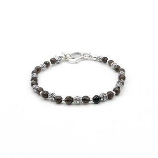 DSP สร้อยข้อมือสโมคกี้ควอตซ์ร้อยเม็ดเงินแท้ 92.5% : 925 Sterling Silver Smoky quartz Bracelet [CFS0010]