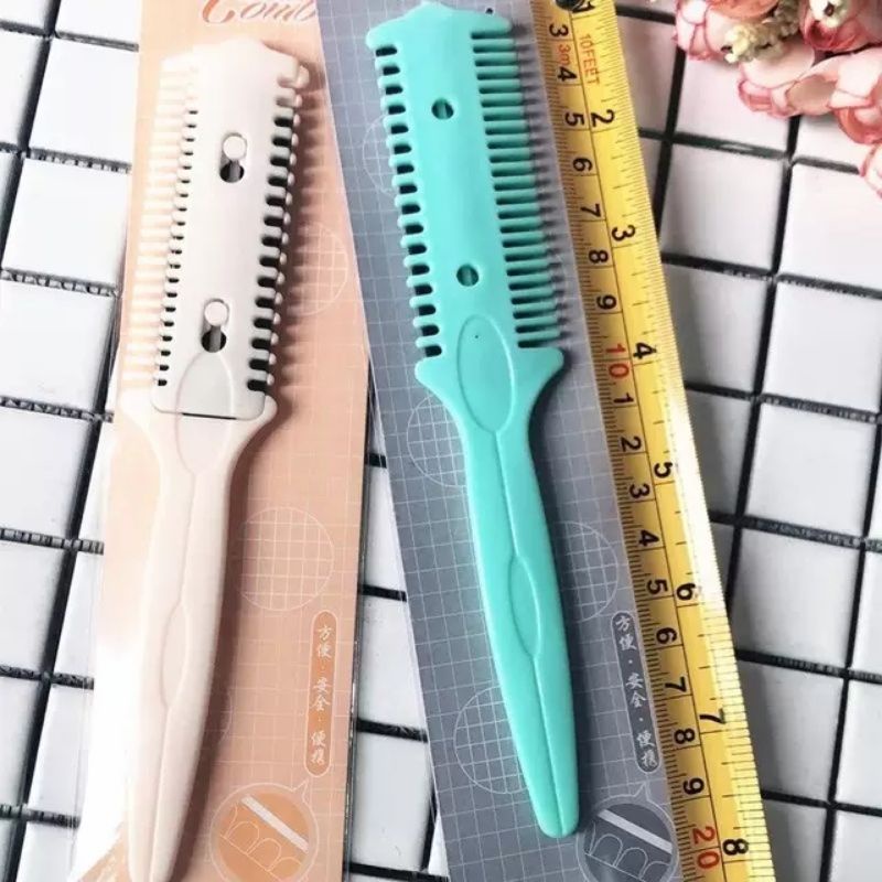 หวีซอยผม​ หวีสไลด์ผม​ 2 ใบมีด (หน้ากว้าง 3 ซม.) คละทรงด้าม - รูปที่ 6