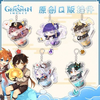 Genshin impact พวงกุญแจอะคริลิค ลายการ์ตูนอนิเมะ Yunjin Shenhe Xiaomi Zhongli HuTao