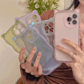 Iphone case 11 Pro MAX 11 X XR XS MAX 7 PLUS เคสโทรศัพท์มือถือ สีพื้น พร้อมหูแมวคลื่น