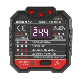 KKmoon KKM5 อุปกรณ์ทดสอบปลั๊กไฟ หน้าจอดิจิตอล RCD ขนาดพกพา