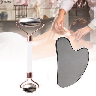 /HK/ Gua Sha Massage Tool Set Stainless Steel Facial Scraper Eye Roller Body Massager for Face Skin Shaping Neck Muscle