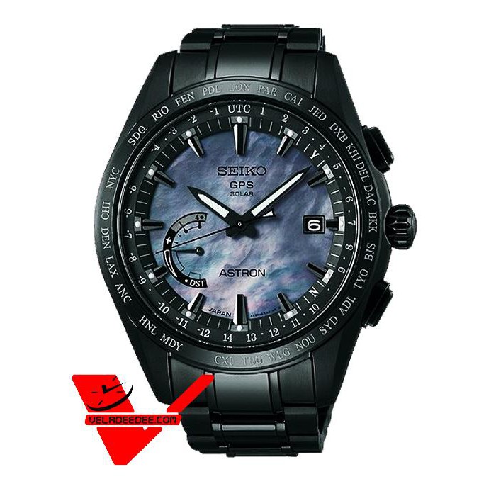 Seiko นาฬิกาข้อมือผู้ชาย Astron GPS Solar 8X Black High Intensity Titanium Baselworld Limited Edition รุ่น SSE091J1
