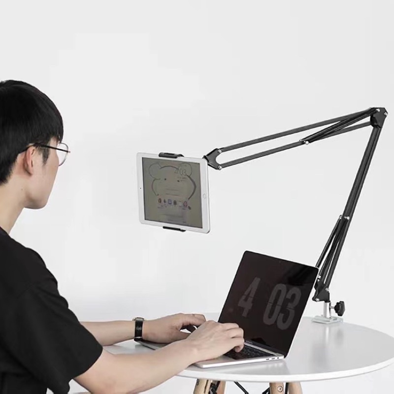 ขาจับโทรศัพท์ ขาตั้งไอแพด ขาตั้งแท็บเล็ต หนีบโต๊ะ หนีบเตียง ปรับ360องศา ยืดหดได้