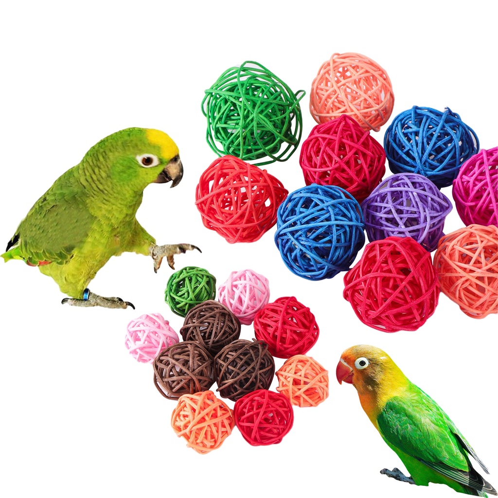 1pcs สัตว์เลี้ยงนกของเล่น Chewing ของเล่นนกหวาย Ball ของเล่นสําหรับ Parrot Budgie Parakeet Cockatiel Chewing ของเล่นนกแก้วกรงของเล่น