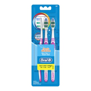 Oral-B ออรัล-บี คลาสสิก อัลตร้าคลีน แปรงสีฟัน ขนแปรงนุ่ม ขนาด 40 แพ็ค 3 ด้าม (คละสี) (4902430502245)