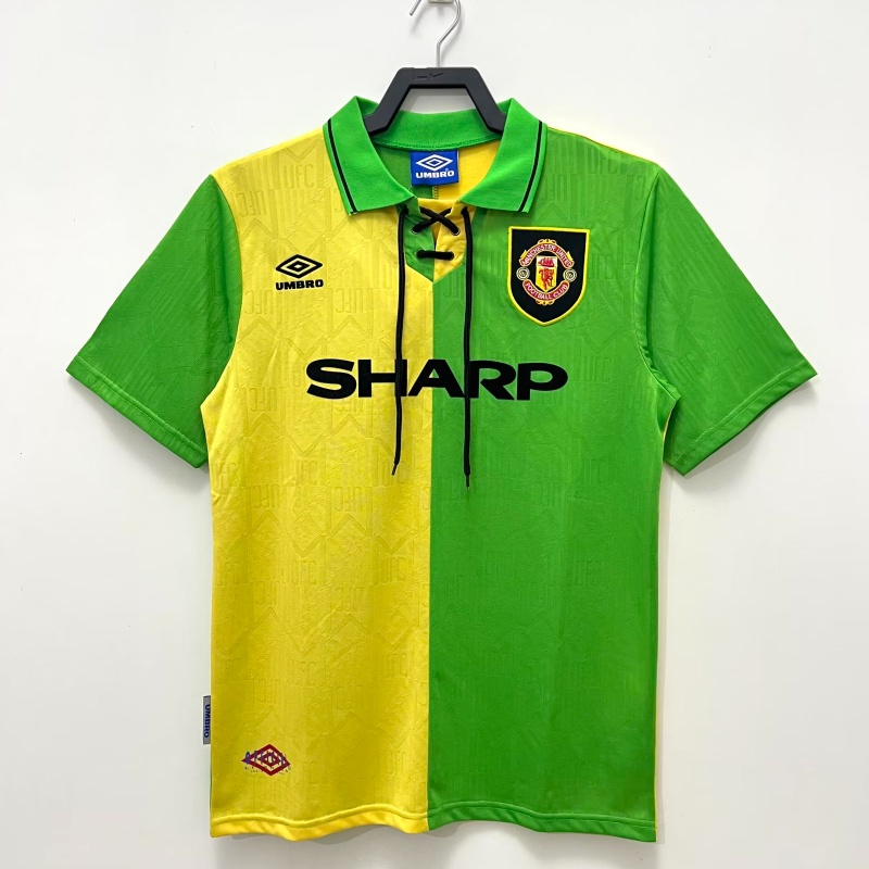 เสื้อกีฬาแขนสั้น ลายทีมฟุตบอล Manchester United 92-94 คุณภาพสูง ไซซ์ S-XXL