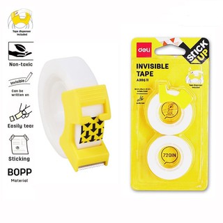 Deli Invisible Tape เทปใสขุ่น เขียนทับได้ *แถมแท่นตัดพกพา*