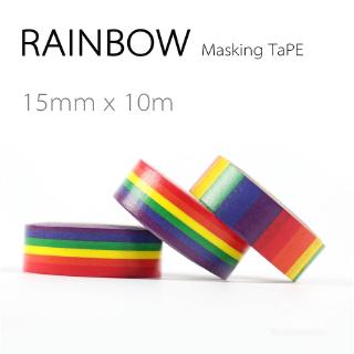 Rainbow Washi Tape Adhesive paper 15 mm width 10 m length, Bullet journal, diary, photo, home living Decoration