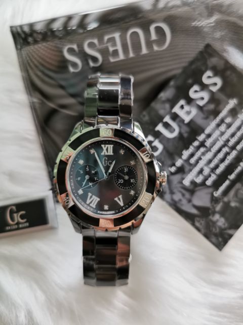 (ผ่อน0%) 🚩กดเลย นาฬิกาGuess Luxuary GC I35003L1 Sapphire Swiss Women Watch เซรามิค แท้100%