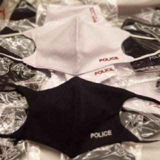 หน้ากากผ้าCotton 100% เนื้อเนียน เย็บ2ชั้น สีดำ  สีขาว ปัก police