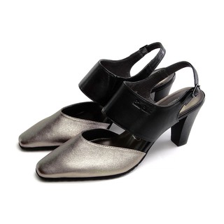 Pierre Cardin รองเท้าผู้หญิง รองเท้าส้นสูง นุ่มสบาย ผลิตจากหนังแท้ สีเทาเงา รุ่น 27WC444