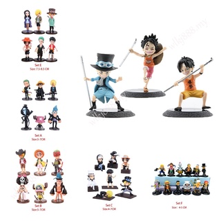 ชุดโมเดลตุ๊กตา One Piece Luffy Sanji Zoro Nami Chopper Brook Shiki ของเล่นสําหรับเด็ก