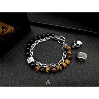 กำไลหินมงคล ส่งฟรี เลือกชาร์มได้ Double Bracelet : Tiger Eye Stone