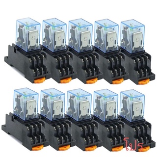 แพ็ค10ชุด รีเลย์ +ซ็อคเก็ต คุ้ม🔥 my2 my4  12vdc 12vac 24vda 24vac  110vac 220vac