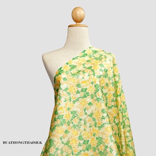 FLORAL DESIGN PRINTED THAI SILK FABRIC - ผ้าไหมไทยแท้ พิมพ์ลาย ลวดลาย ดอกไม้