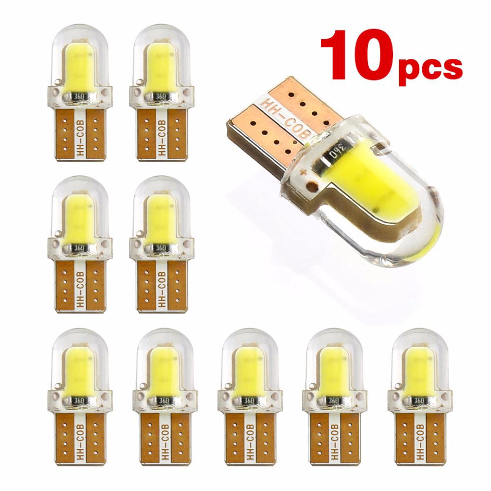 ชิปหลอดไฟ T10 194 168 W5W COB 4 SMD สีขาว สำหรับรถยนต์ 10 ชิ้น