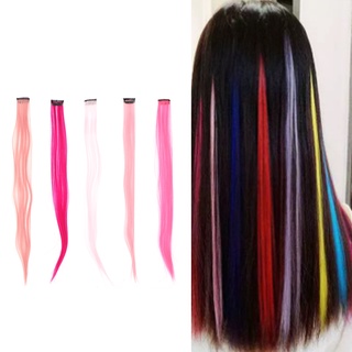 Health &amp; beauty Professional Colored Hair Extension Piece Highlights Straight Hairpiece Clip Womens Wig