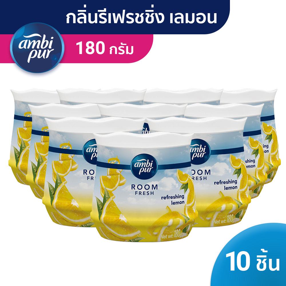 [แพ็คสุดคุ้ม] Ambi Pur แอมบิเพอร์ เจลเฟรช เจลปรับอากาศกลิ่นรีเฟรชชิ่ง เลมอน Air Freshener Gel 180 กรัม ดับกลิ่นห้อง ขวด