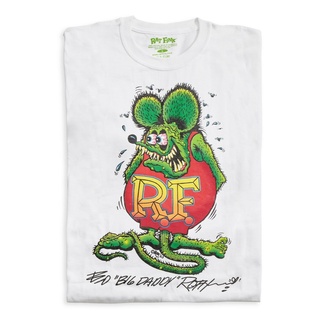 tshirtเสื้อยืดคอกลมฤดูร้อนเสื้อยืด พิมพ์ลายโลโก้ Big Daddy Roth Roth Rat Fink สีขาว สไตล์คลาสสิก สําหรับผู้ชาย ไซซ์ M -