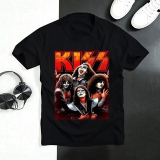 เสื้อยืดอินเทรนด์ผู้ชายอินเทรนด์ผู้หญิงKiss I Was Made For Loving You Print Kiss Band Paul Stanley Gene Simmons Peter Cr