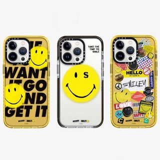 Casetify Go Get It ของแท้ เคสโทรศัพท์มือถือ ซิลิโคนนุ่ม ใส เรืองแสง ลายหน้ายิ้ม สําหรับ For iPhone 7 8 Plus X XS XR 11 12 13 Pro Max