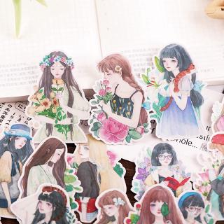 ❀ Flower Beauty Girl Q-1 Diary Manual สติ๊กเกอร์ ❀ 15Pcs/Set DIY Fashion Album Scrapbooks Decor สติ๊กเกอร์