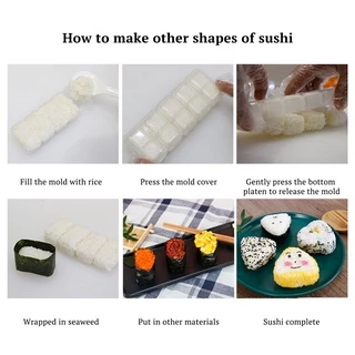แม่พิมพ์ทําซูชิเบนโตะ ทรงสามเหลี่ยม แบบไม่ติด DIY สไตล์ญี่ปุ่น 5 ม้วน
