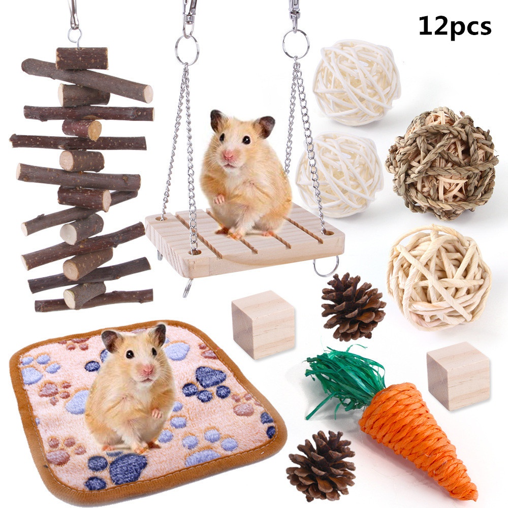 ของเล่นสัตว์เลี้ยงHamster Chew Toy Carrot Woven Balls Set Small et