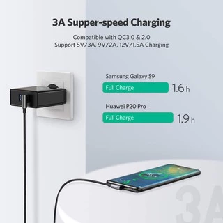 UGREEN USB 2.0 to USB-C 3A Cable 90° Angled 2 Sides รองรับ QC3.0 ชาร์จได้รวดเร็ว รุ่น US176 ยาว 0.5-3 M (Alu, Nylon)