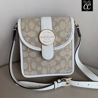 (แท้ 💯%‼ Factory) Co ach North South Lonnie Crossbody In Signature Jacquard