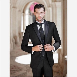 Elegant Dark สีเทาชุดเจ้าบ่าว Tuxedos ธุรกิจการประชุมสวมใส่ชุดที่ดีที่สุด Tuxedos (แจ็คเก็ต + กางเกง + เสื้อกั๊ก)R