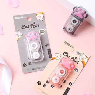 เทปกาวลบคำผิด ลายเท้าแมวน่ารัก 5mm*6m ✨ เทปแก้ไขคำผิด สีขาว ใช้ลื่น ของใช้สำนักงาน อุปกรณ์นักเรียน