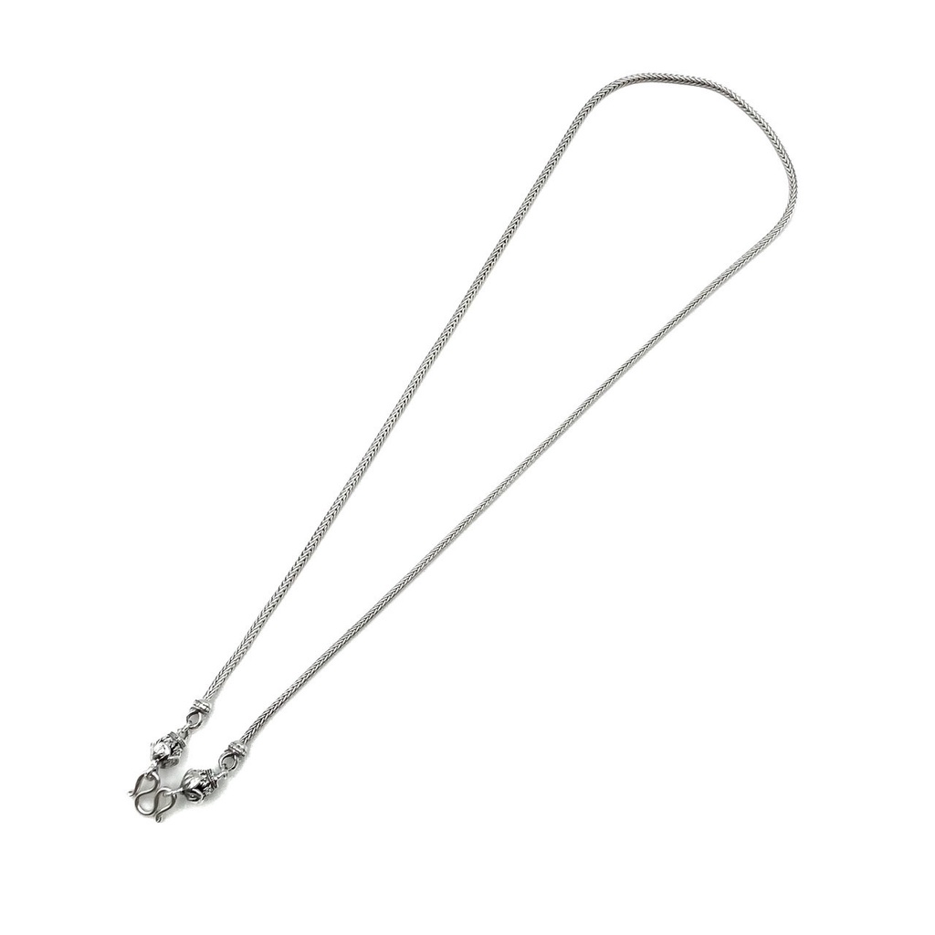 DSP สร้อยคอสี่เสากลมชาร์มดอกไม้ สร้อยคอเงิน เงินแท้ 925 : 925 Sterling Silver Braided Chain Necklace