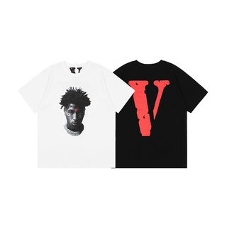 เสื้อยืดแขนสั้น คอกลม ผ้าฝ้าย พิมพ์ลายตัวอักษร VLONE แฟชั่นสําหรับผู้ชาย และผู้หญิง