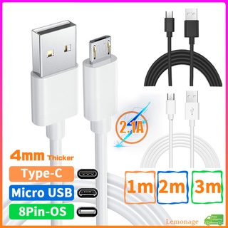 【พร้อมส่ง】สายชาร์จ Usb 1 เมตร 2 เมตร 3 เมตร สําหรับ Micro USB i Type C