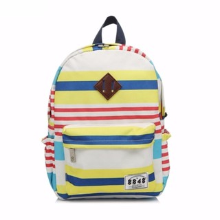 กระเป๋าเป้ แฟชั่น School Bag รุ่นเล็ก - พื้นขาวแต่งลาย